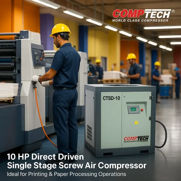 10 HP Direct Driven Screw Air Compressor by Comptech – VFD PM Motor Model