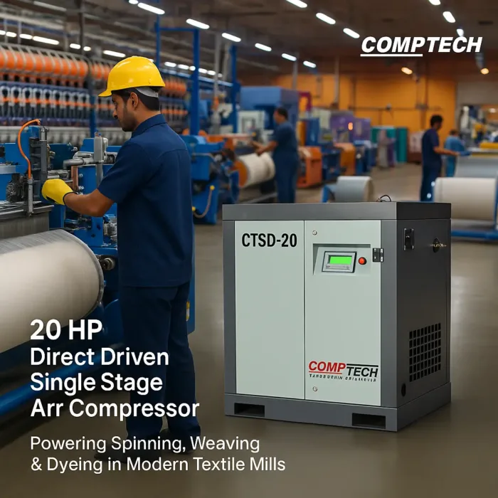 20 HP Direct Driven Screw Air Compressor CTSD 20 by Comptech