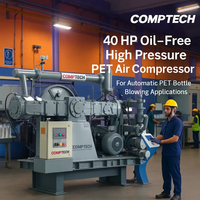 40 HP Oil Free High Pressure PET Air Compressor by Comptech