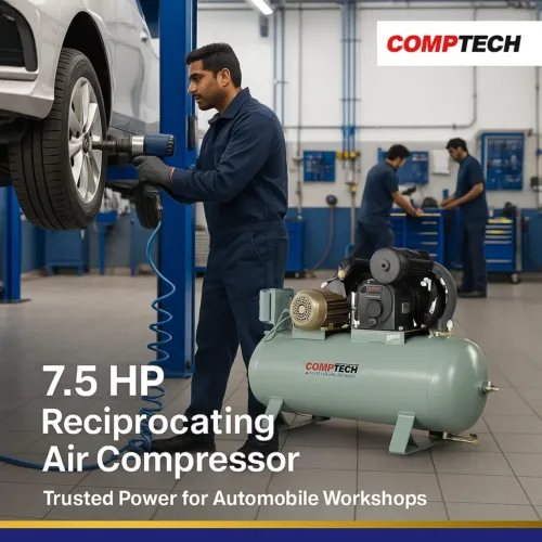 7.5 HP Reciprocating Air Compressor by Comptech for industrial use