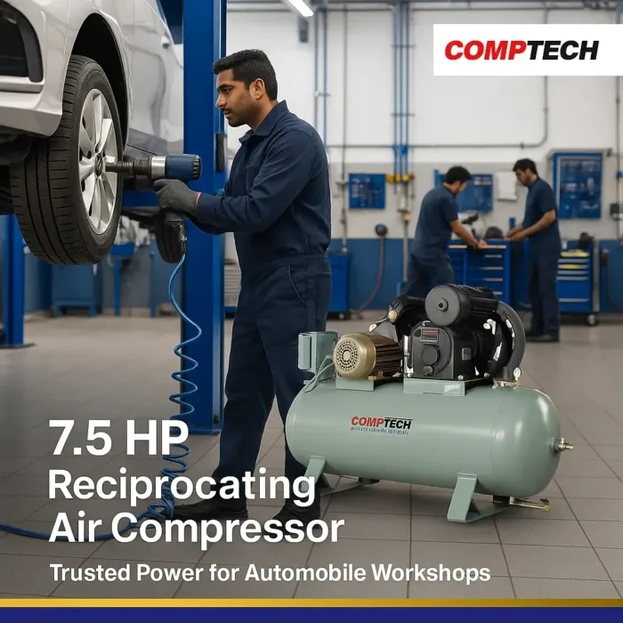 7.5 HP Reciprocating Air Compressor by Comptech for industrial use