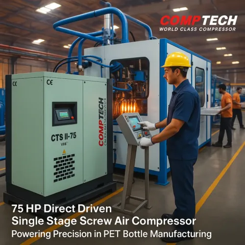 75 HP Screw Air Compressor by Comptech for Industrial Use